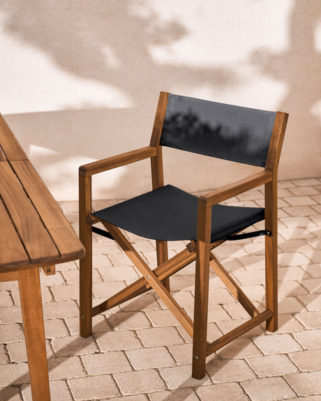 Thianna Outdoorklappstuhl in Schwarz aus massivem Akazienholz FSC 100% - ZEN ZONE Furniture