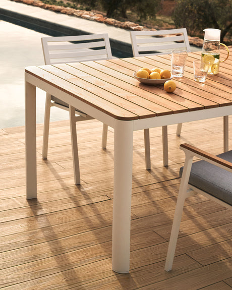 Bona Tisch 100% outdoor massives Teakholz und Aluminium in Weiß 200 x 100 cm - ZEN ZONE Furniture