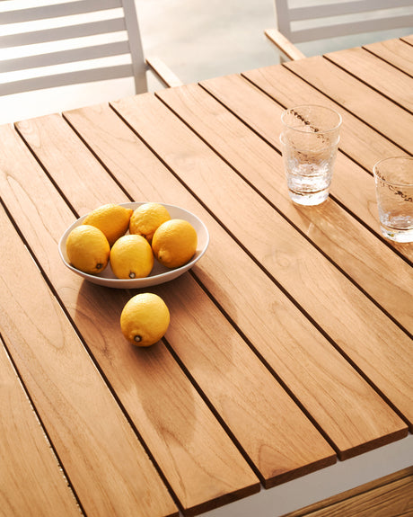 Bona Tisch 100% outdoor massives Teakholz und Aluminium in Weiß 200 x 100 cm - ZEN ZONE Furniture