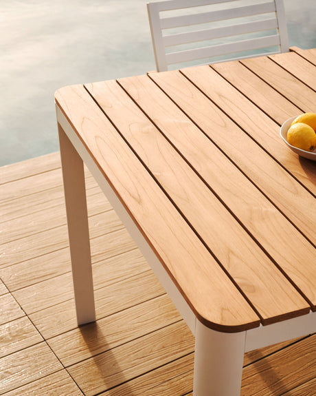 Bona Tisch 100% outdoor massives Teakholz und Aluminium in Weiß 200 x 100 cm - ZEN ZONE Furniture