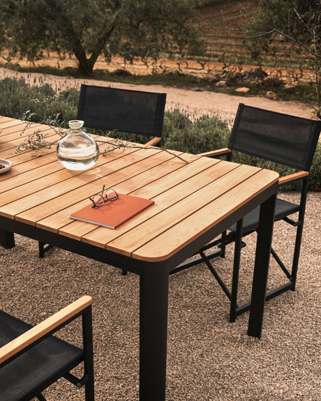 Bona Tisch 100% outdoor massives Teakholz und Aluminium in Schwarz 160 x 90 cm - ZEN ZONE Furniture