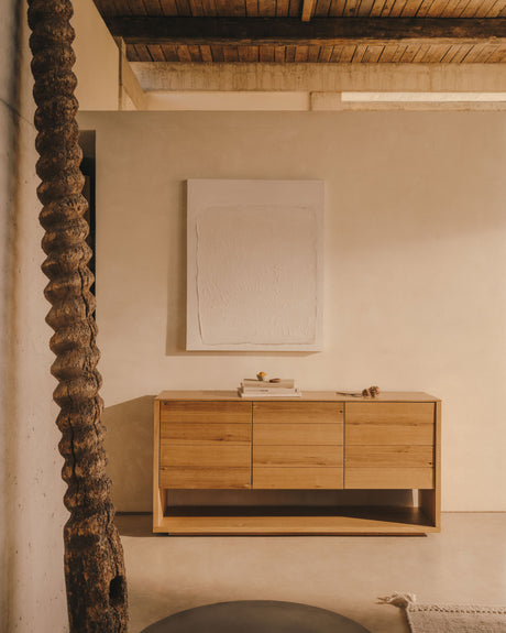 Alguema Sideboard 3 Türen mit Eichenfurnier und natürlichem Finish 151 x 74 cm - ZEN ZONE Furniture