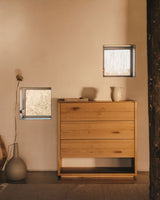 Alguema Kommode 3 Schubladen Eichenfurnier natürliches Finish 100 x 97 cm - ZEN ZONE Furniture