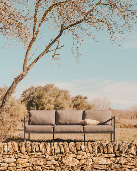 Comova 3-Sitzer Sofa 100% outdoor hellgrau und Aluminium grün 222 cm - ZEN ZONE Furniture