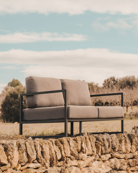 Comova 2-Sitzer Sofa 100% outdoor hellgrau und Aluminium grün 150 cm - ZEN ZONE Furniture