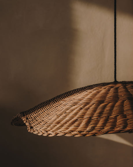 Bisbal Lampenschirm für Pendelleuchte aus Rattan mit natürlichem Finish Ø 80 cm - ZEN ZONE Furniture