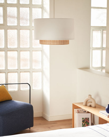 Erna Schirm für Deckenleuchte aus Bambus mit Finish in Natur und Weiß Ø 40 cm - ZEN ZONE Furniture