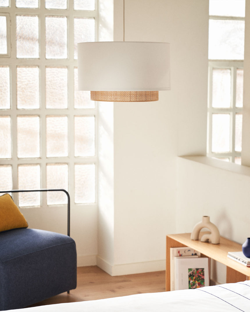 Erna Schirm für Deckenleuchte aus Bambus mit Finish in Natur und Weiß Ø 40 cm - ZEN ZONE Furniture
