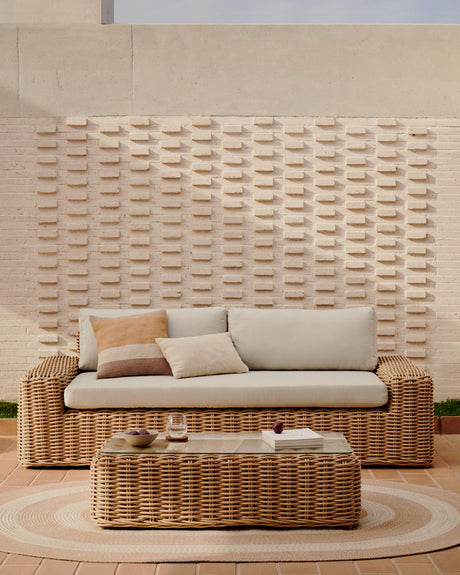 Couchtisch 100% für Outdoor aus Kunstrattan mit natürlichem Finish 110 x 60 cm - ZEN ZONE Furniture