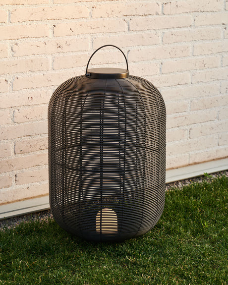 Saranella große tragbare Tischlampe aus Kunstrattan in Schwarz - ZEN ZONE Furniture