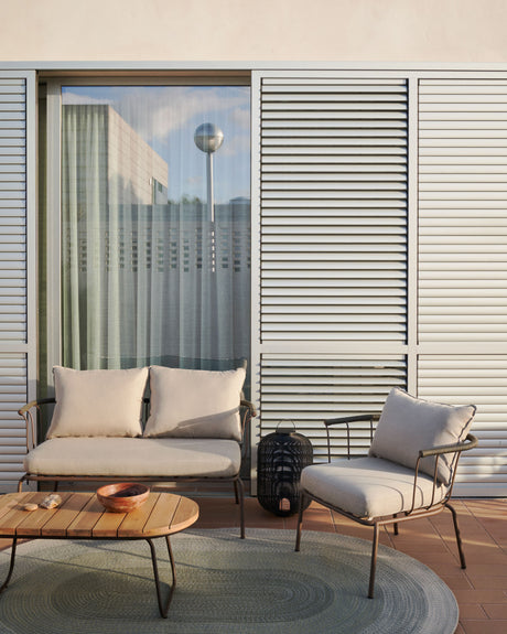 Salguer Sessel aus grünem Seil und Stahl in Braun - ZEN ZONE Furniture
