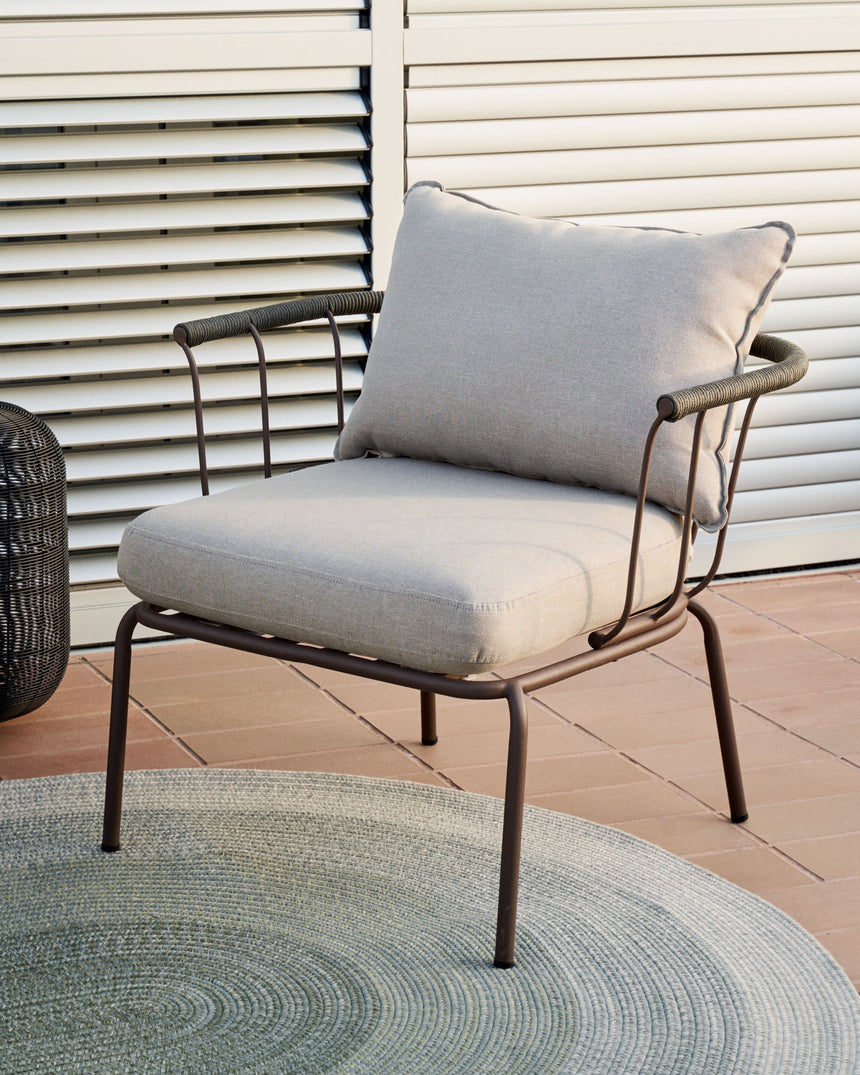 Salguer Sessel aus grünem Seil und Stahl in Braun - ZEN ZONE Furniture