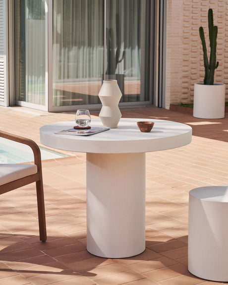 Aiguablava runder Tisch aus Zement in Weiß Ø 90 cm - ZEN ZONE Furniture