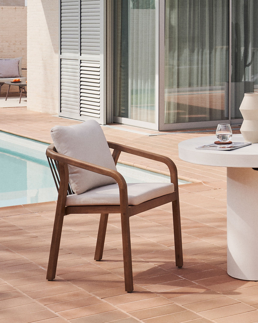 Malaret stapelbarer Stuhl aus massivem Eukalyptusholz und Seil in Beige 100% FSC - ZEN ZONE Furniture