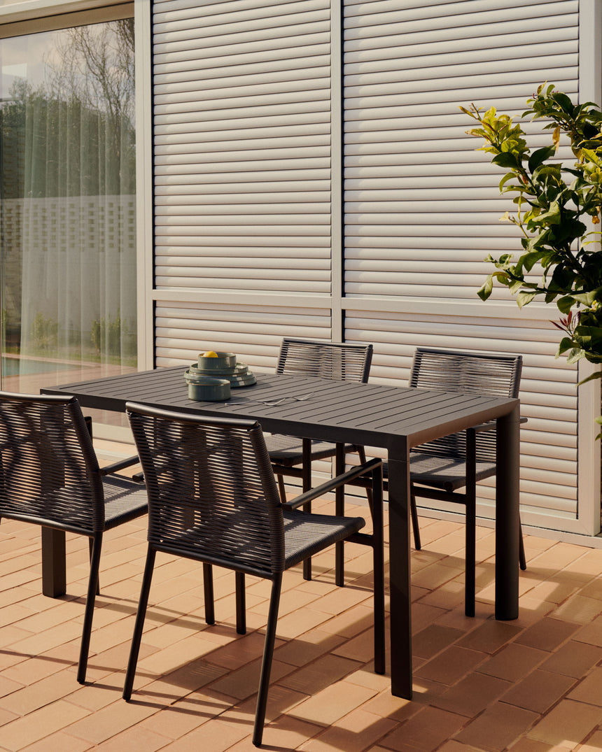 Gartentisch Culip aus Aluminium mit grauem Finish 150 x 77 cm - ZEN ZONE Furniture