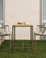 Salguer Hochtisch Outdoor massives Akazienholz Stahl in Braun 70 x 70 cm FSC 100% - ZEN ZONE Furniture