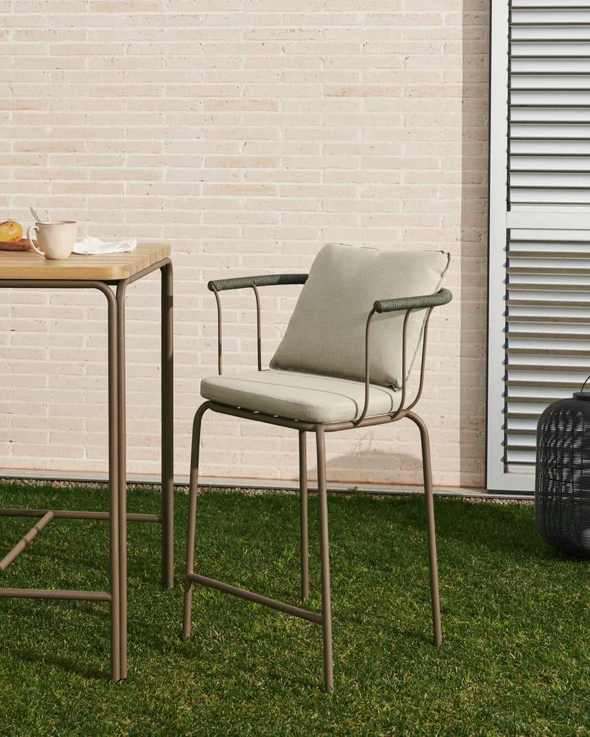 Salguer stapelbarer Hocker aus Seil und Stahl mit Finish in Braun 66 cm - ZEN ZONE Furniture
