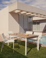 Canyelles Gartenausziehtisch aus Poly-Holz und Aluminium in Mattweiß 180(240) x 100 cm - ZEN ZONE Furniture