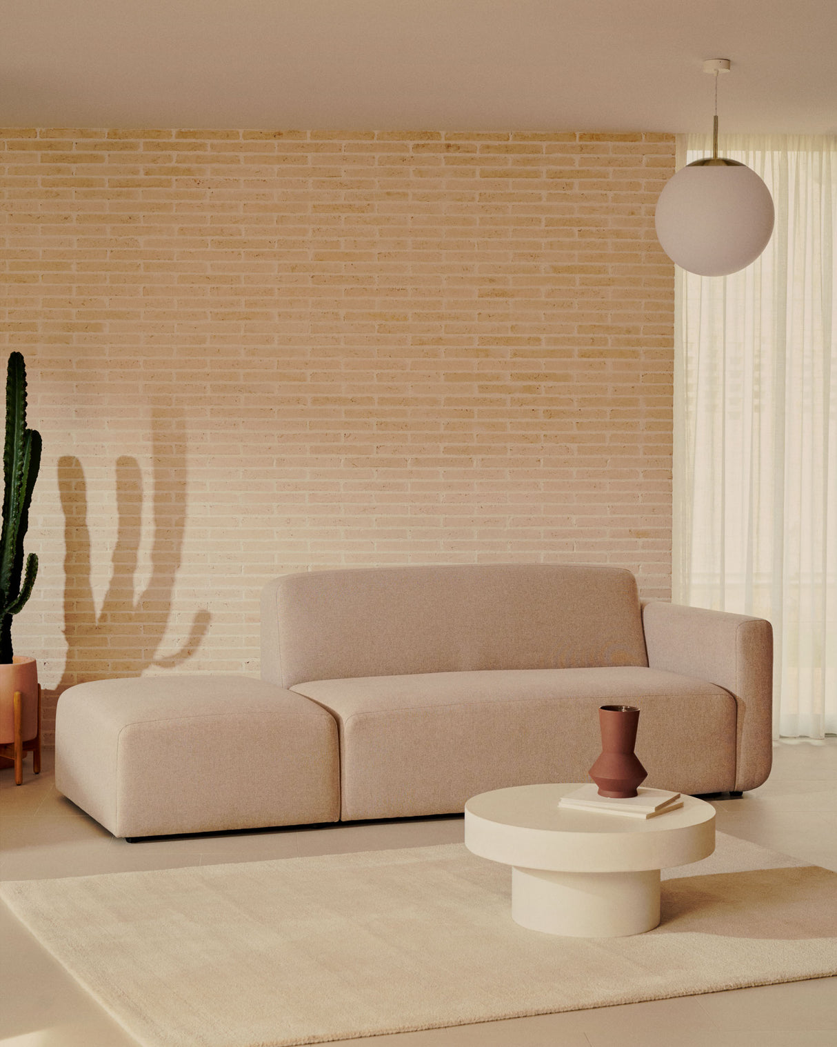 Neom Pouf Randmodul in Beige 75 x 89 cm - ZEN ZONE Furniture