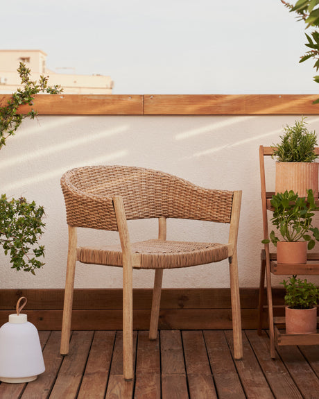 Pola stapelbarer Stuhl 100% Outdoor massiver Eukalyptus 100% FSC Kunstrattan natürliches F - ZEN ZONE Furniture