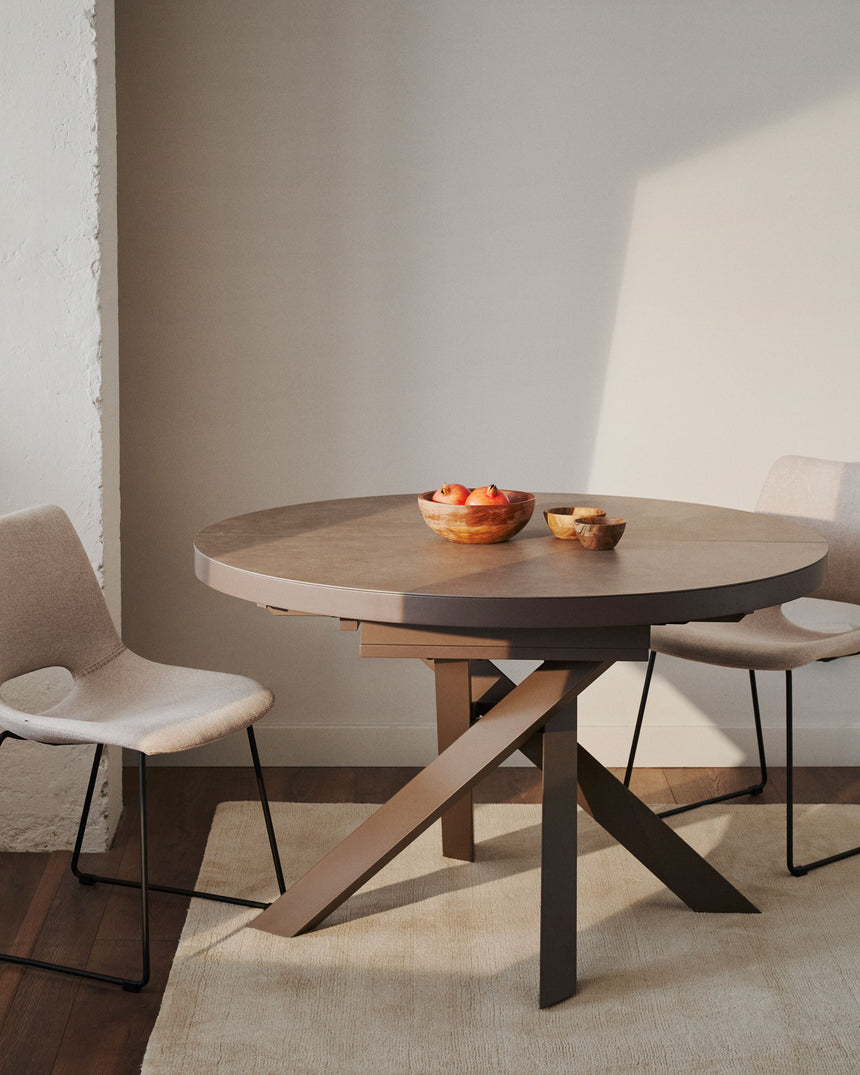 Vashti Ausziehtisch Braun Ø 120 x 120 oder 160 cm - ZEN ZONE Furniture