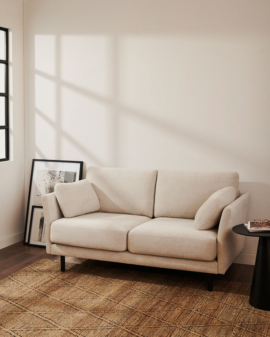 Gilma 2-Sitzer-Sofa aus Chenille in Perle und Beine mit schwarzem Finish 170 cm - ZEN ZONE Furniture