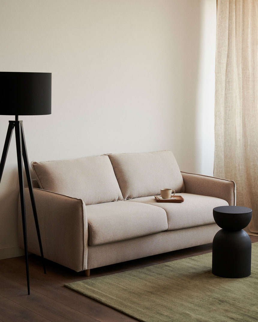 Carlota 2-Sitzer Bettsofa aus Chenille in Beige 140 cm - ZEN ZONE Furniture