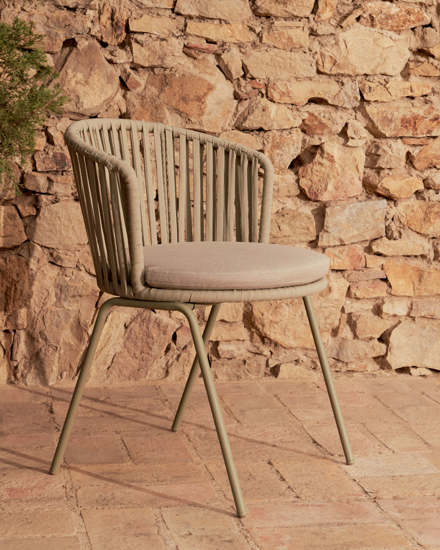Saconca Outdoor Stuhl aus Seil und verzinktem Stahl in Grün - ZEN ZONE Furniture