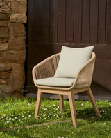 Portalo Stuhl aus Seil in Beige und Beinen massives Akazienholz 100% FSC - ZEN ZONE Furniture