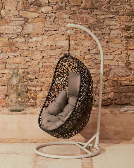 Hängesessel Florina in Dunkelgrau mit Standfuß in Hellgrau - ZEN ZONE Furniture
