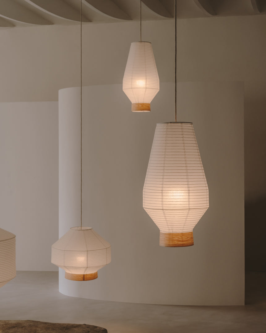 Hila Lampenschirm aus weißem Papier und Furnierholz Ø 30 cm - ZEN ZONE Furniture