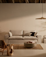 Anarela 3-Sitzer-Sofa mit abnehmbarem Bezug und Kissen aus Leinen Beige 280 cm - ZEN ZONE Furniture