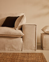 Anarela 3-Sitzer-Sofa mit abnehmbarem Bezug und Kissen aus Leinen Beige 280 cm - ZEN ZONE Furniture