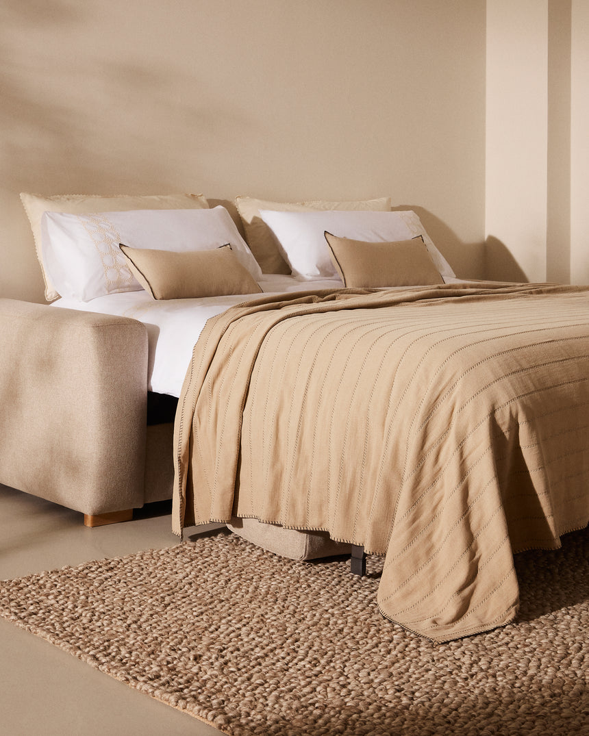 Anley 3-Sitzer-Bettsofa in Beige 204 cm (Bett 140) - ZEN ZONE Furniture