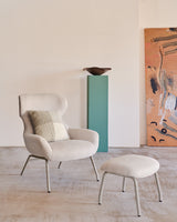 Belina Sessel aus Chenille in Beige und Stahl mit weißem Finish FSC 100% - ZEN ZONE Furniture