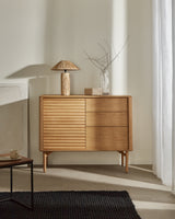 Lenon Sideboard 1 Türe und 3 Schubladen aus Eichenholz und Eichenfurnier 105 x 84 cm FSC M - ZEN ZONE Furniture