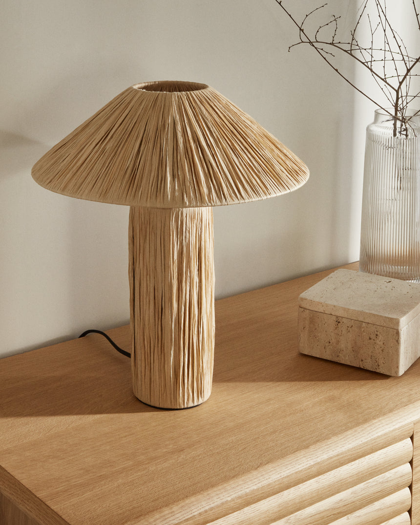 Samse Tischleuchte aus Raffiabast in Natur - ZEN ZONE Furniture