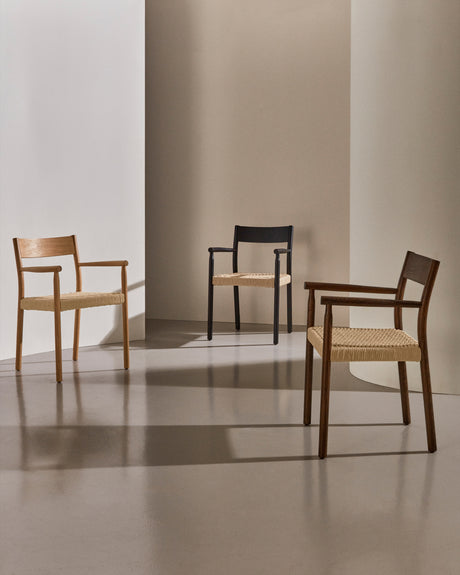Stuhl Yalia aus massiver Eiche mit Nussbaum-Finish und Sitz aus Seil FSC 100% - ZEN ZONE Furniture