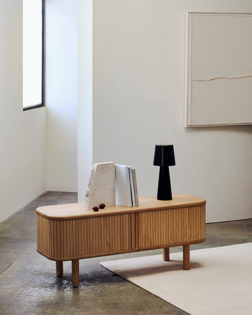 TV-Möbel Mailen 2 Türen in Eschenfurnier mit natürlichem Finish 120 x 50 cm - ZEN ZONE Furniture