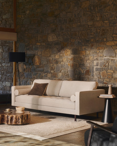 Debra 3-Sitzer-Sofa mit Bezug in perlfarbener Chenille Beine Wenge-Finish 222 cm - ZEN ZONE Furniture