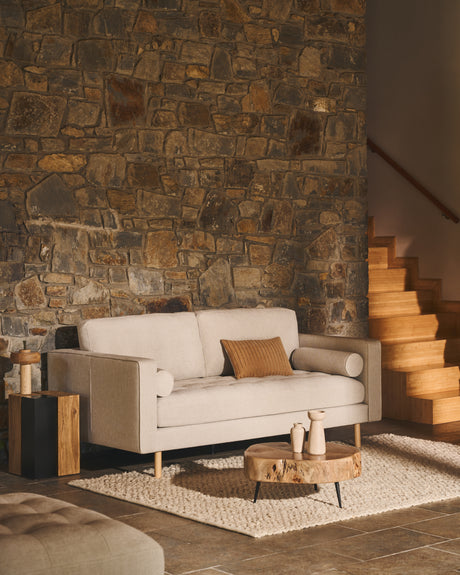 Debra 2-Sitzer-Sofa mit Bezug in perlfarbener Chenille Beine Wenge-Finish 182 cm - ZEN ZONE Furniture