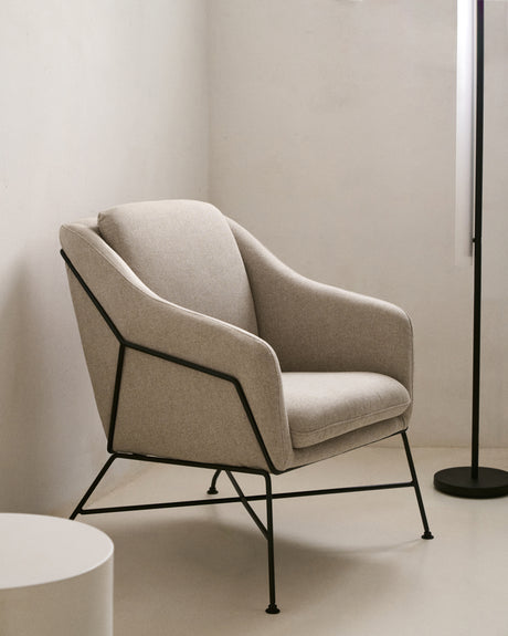 Brida Sessel in Beige und Stahlbeine mit schwarzem Finish - ZEN ZONE Furniture