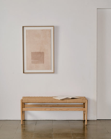 Zaide Bank aus massivem Eichenholz mit naturfarbenem Finish und Seilsitzfläche FSC 100% 120 cm - ZEN ZONE Furniture