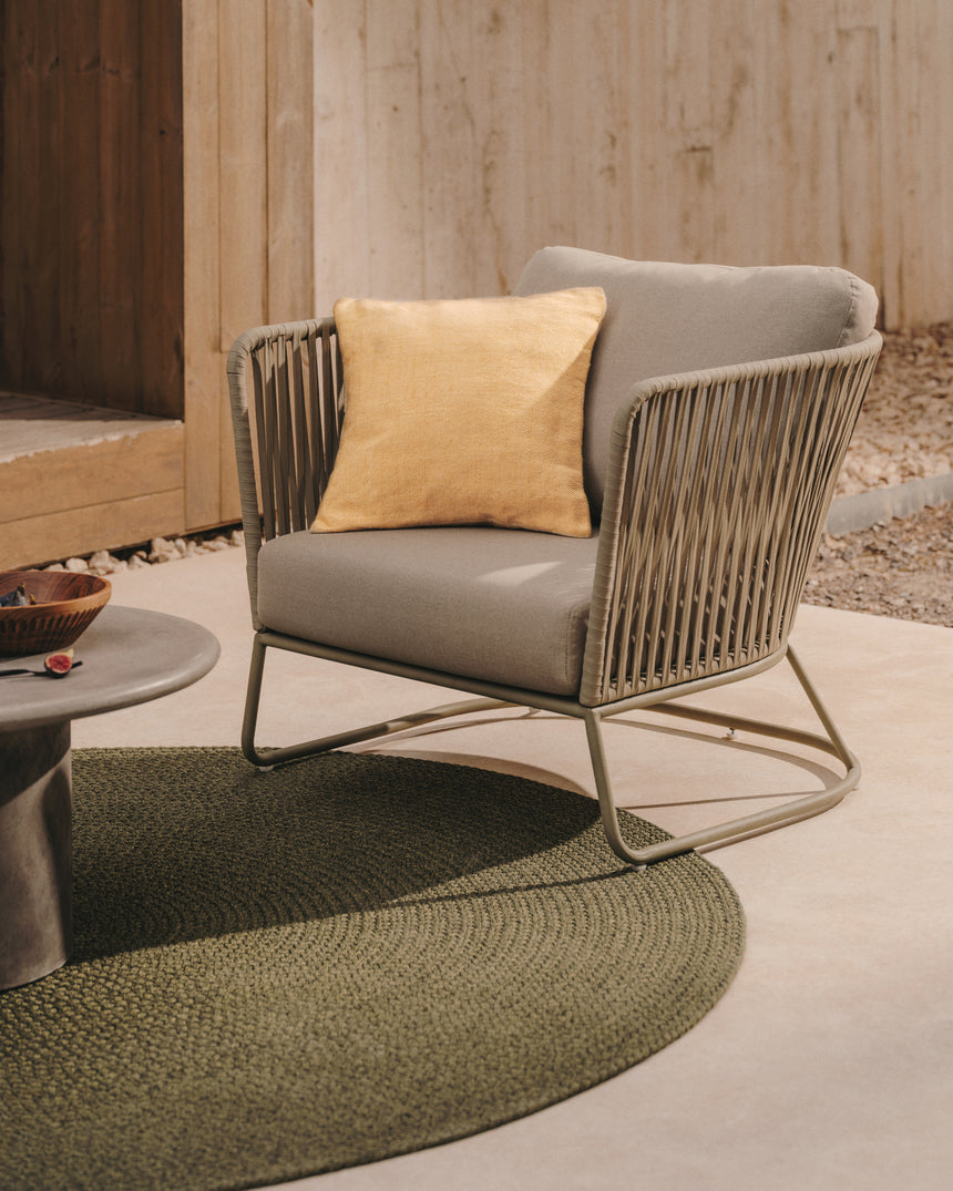 Sacona Sessel für den Außenbereich mit Flechtwerk und verzinktem Stahl, geige - ZEN ZONE Furniture