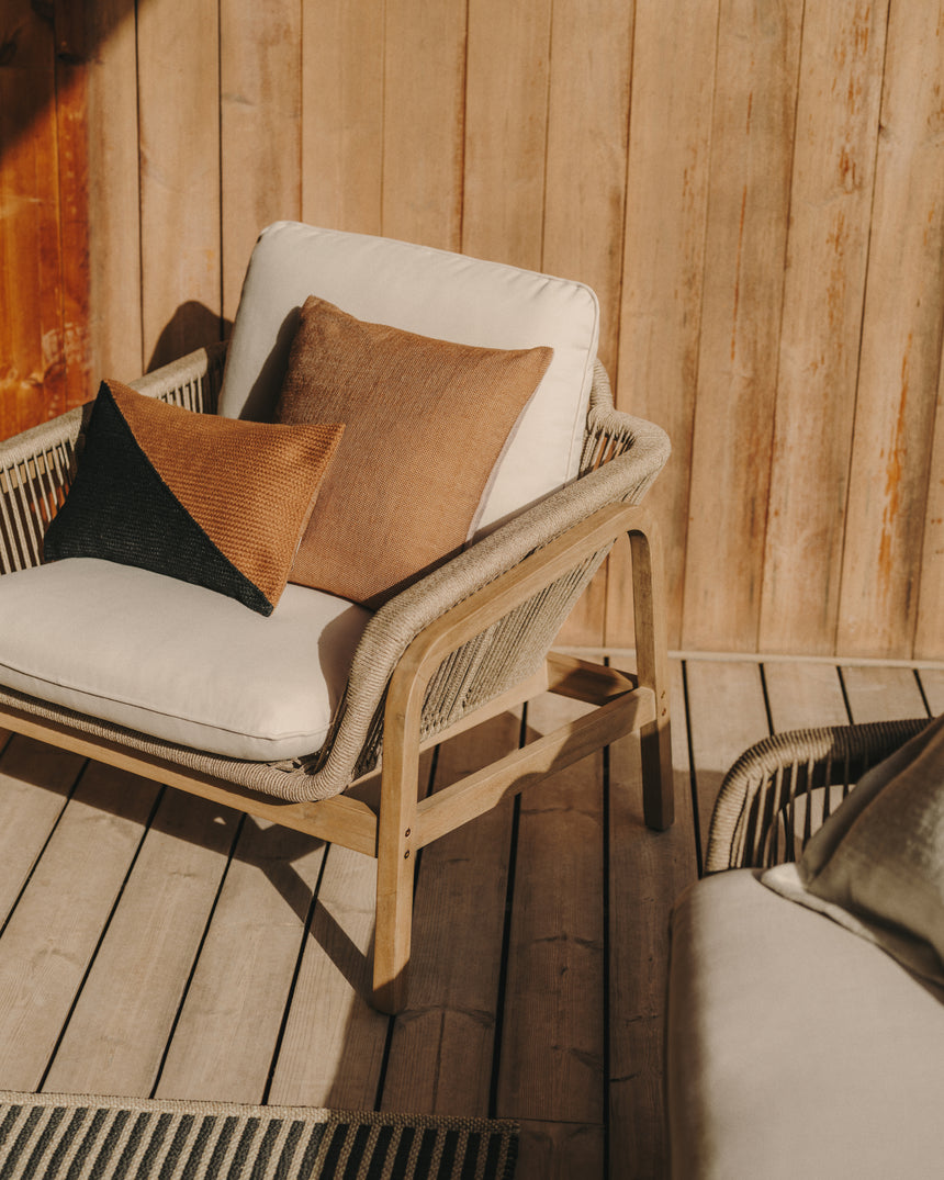 Vellana Set aus 3-Sitzer-Sofa, 2 Sesseln und Couchtisch aus massivem Akazienholz 100 % FSC - ZEN ZONE Furniture