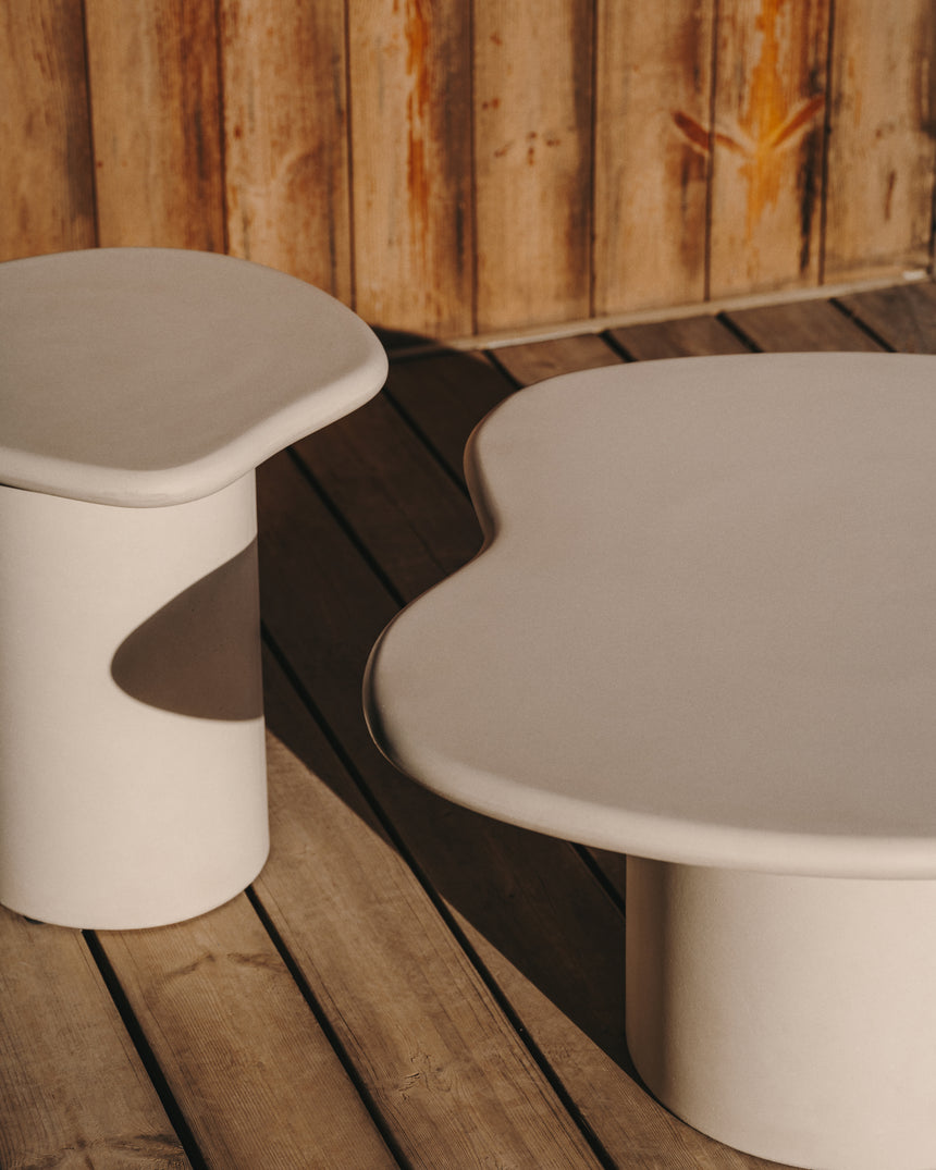 Macarella Beistelltisch aus weißem Zement 48 x 47 cm - ZEN ZONE Furniture