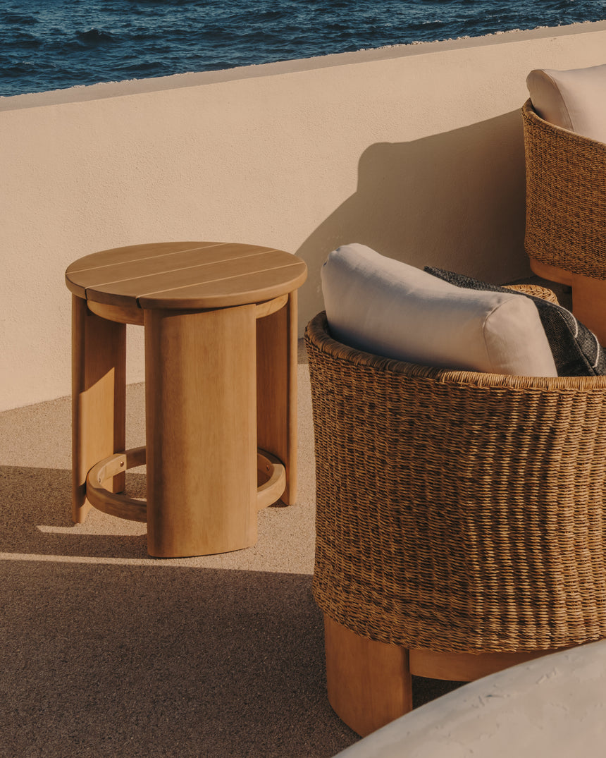 Xoriguer Beistelltisch aus massivem Eukalyptusholz FSC 100% Ø 56 cm - ZEN ZONE Furniture