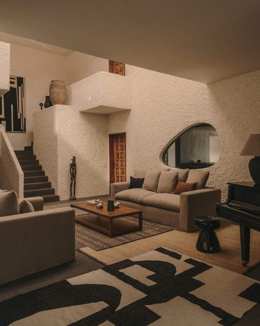 Nora 3 Sitzer Sofa mit abziehbaren Kissenbezügen aus Leinen und Baumwolle taupe 240 cm - ZEN ZONE Furniture