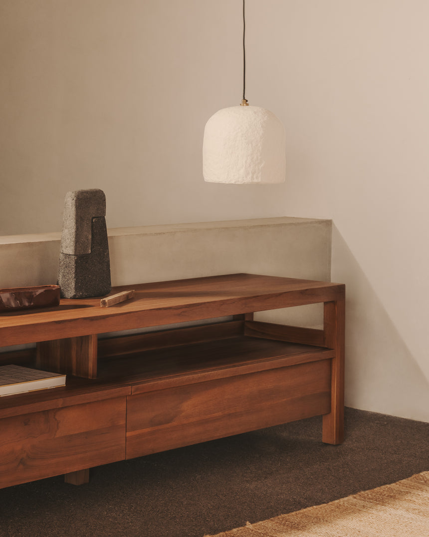 Calvia Deckenlampe aus Papiermaché weiß Ø 25 cm - ZEN ZONE Furniture