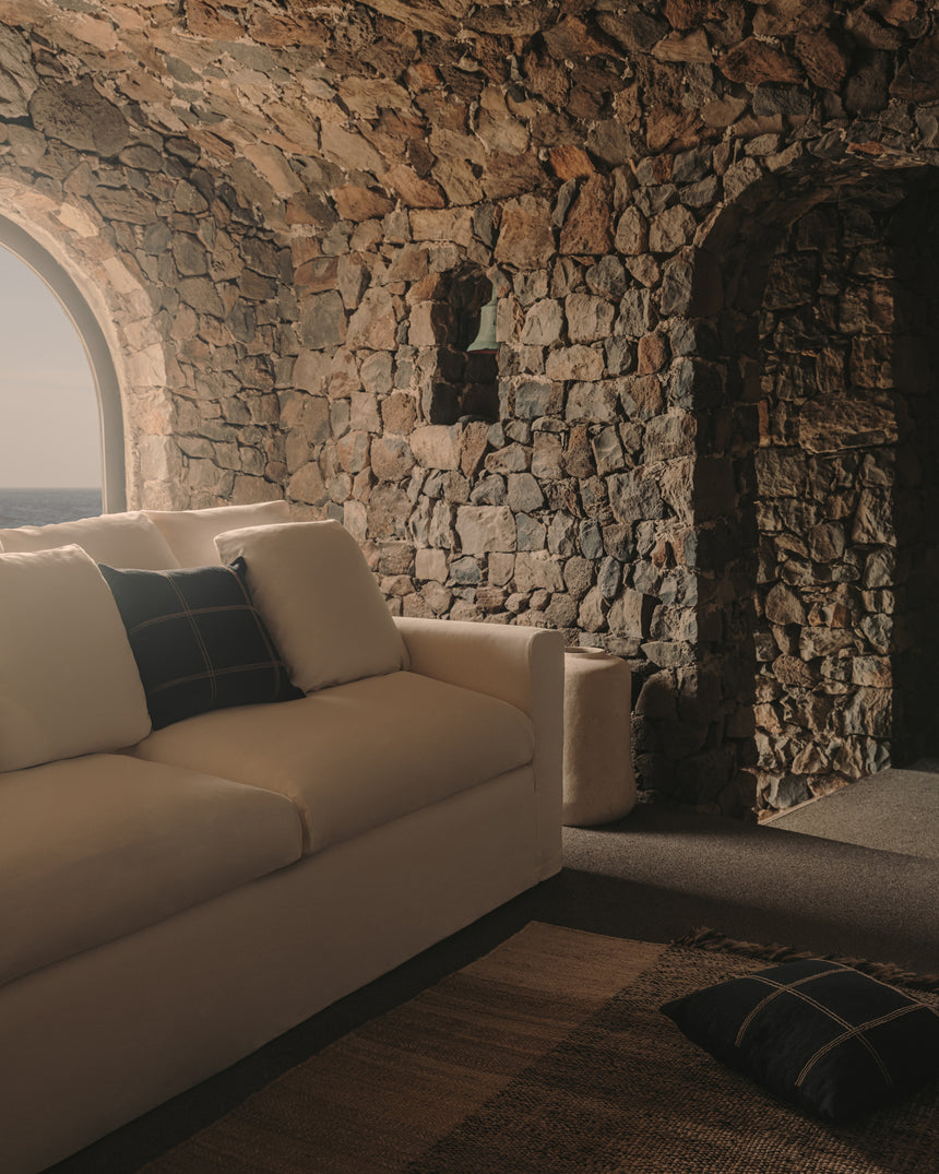 Nora 4 Sitzer Sofa mit abziehbaren Kissenbezügen aus Leinen und Baumwolle taupe 340 cm - ZEN ZONE Furniture